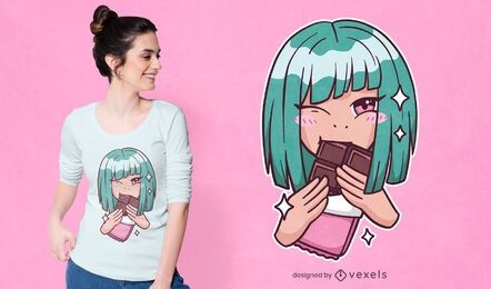 Chocolate anime girl t-shirt design
