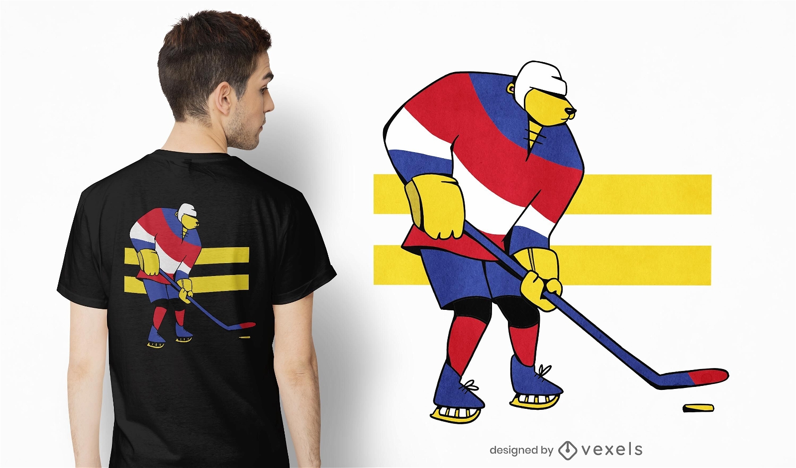 Diseño de camiseta de oso de hockey sobre hielo.