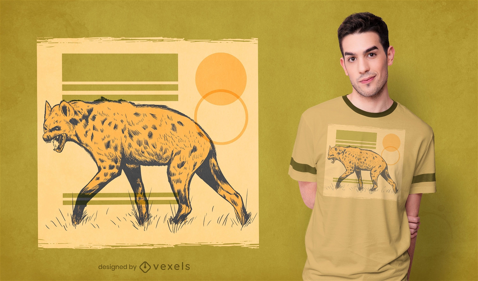 Design de camiseta animal hiena