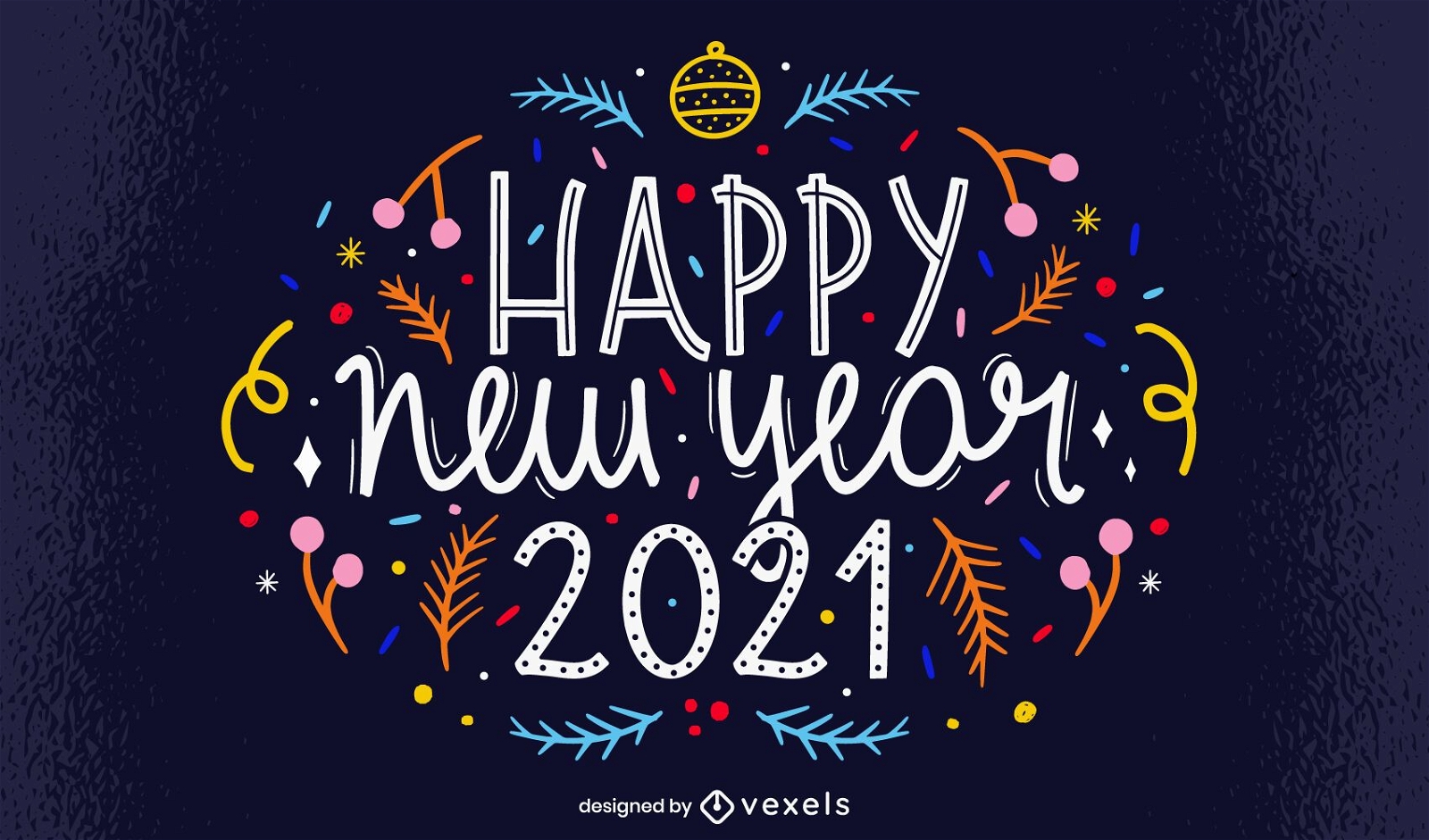 Feliz ano novo design de letras 2021