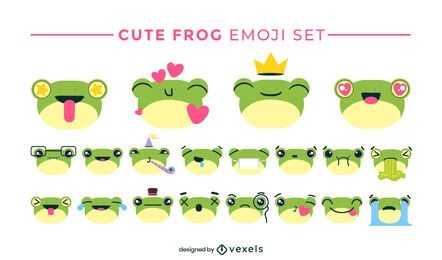 Diseño de conjunto de emoji de rana linda