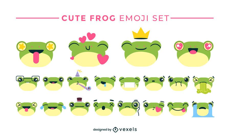 Cute frog emoji set design Cute frog emoji set design