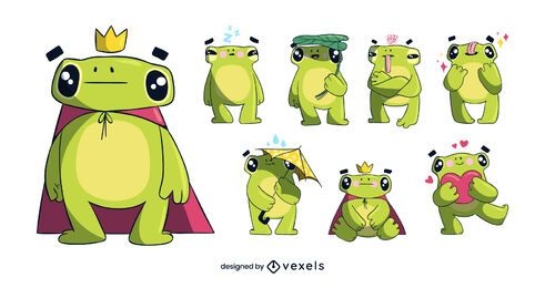 Conjunto de caracteres de rana linda