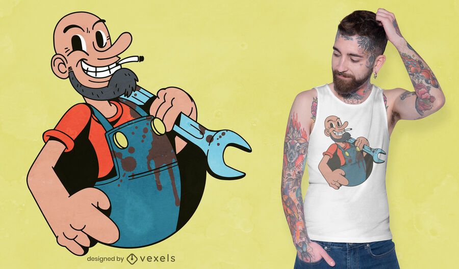Sailor with wrench t-shirt design Sailor with wrench t-shirt design