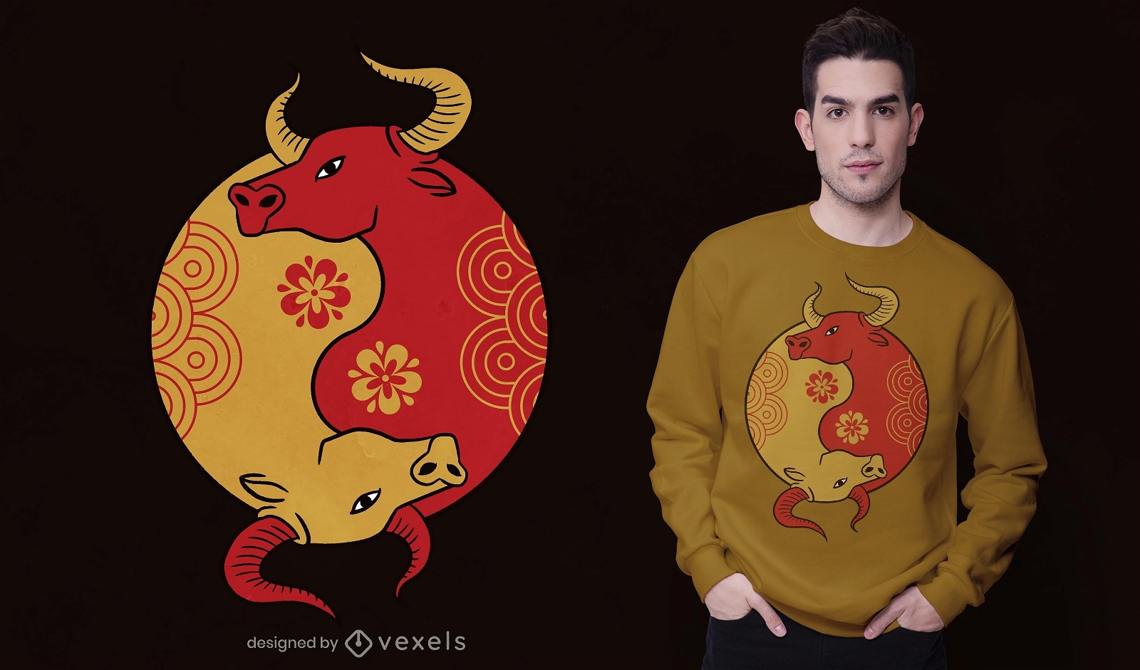 Yin Yang Ochsen T-Shirt Design
