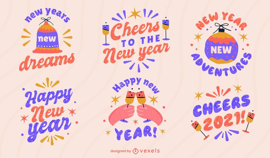 Happy new year badge set Happy new year badge set