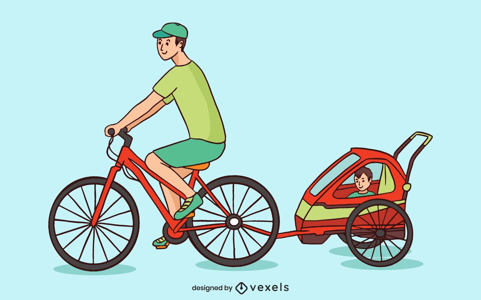 Diseño de ilustración de remolque de bicicleta