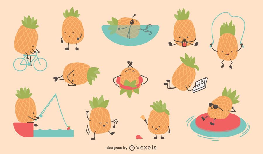 Cute pineapple character set Cute pineapple character set