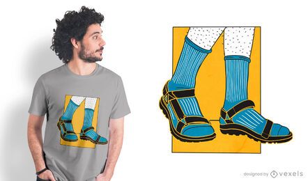 Diseño de camiseta de sandalias de calcetines.