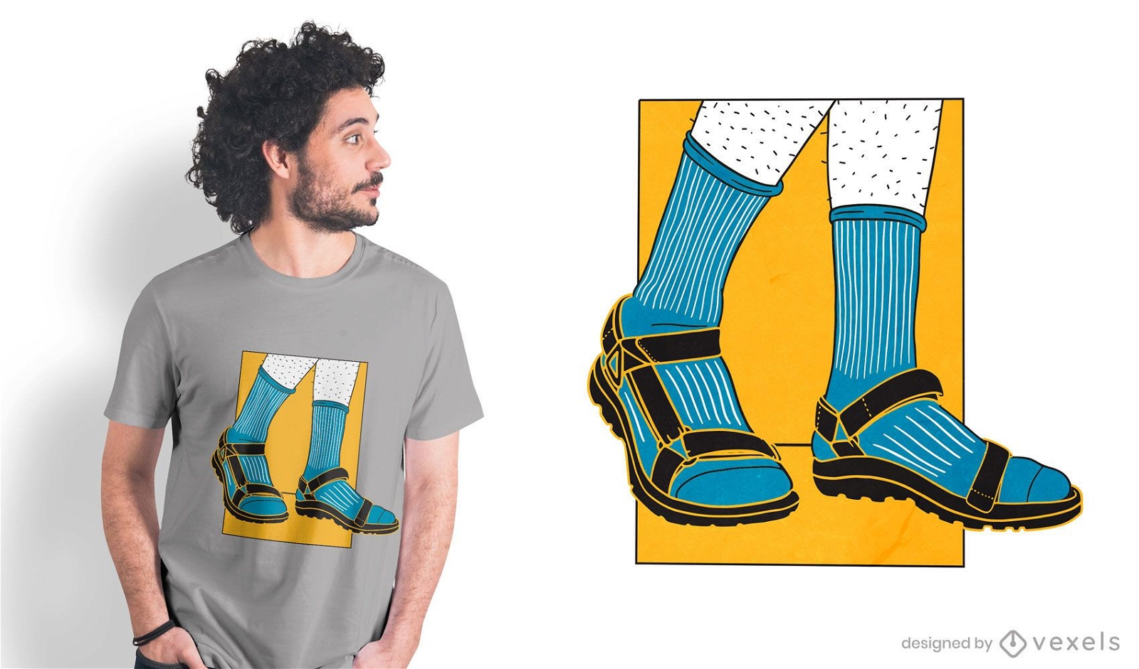 Diseño de camiseta de sandalias de calcetines.