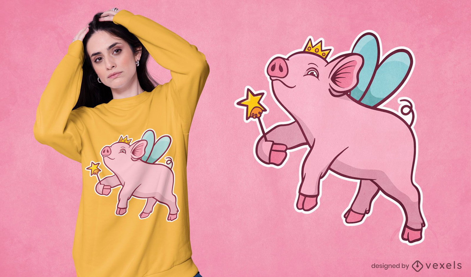 Design de t-shirt princesa porco