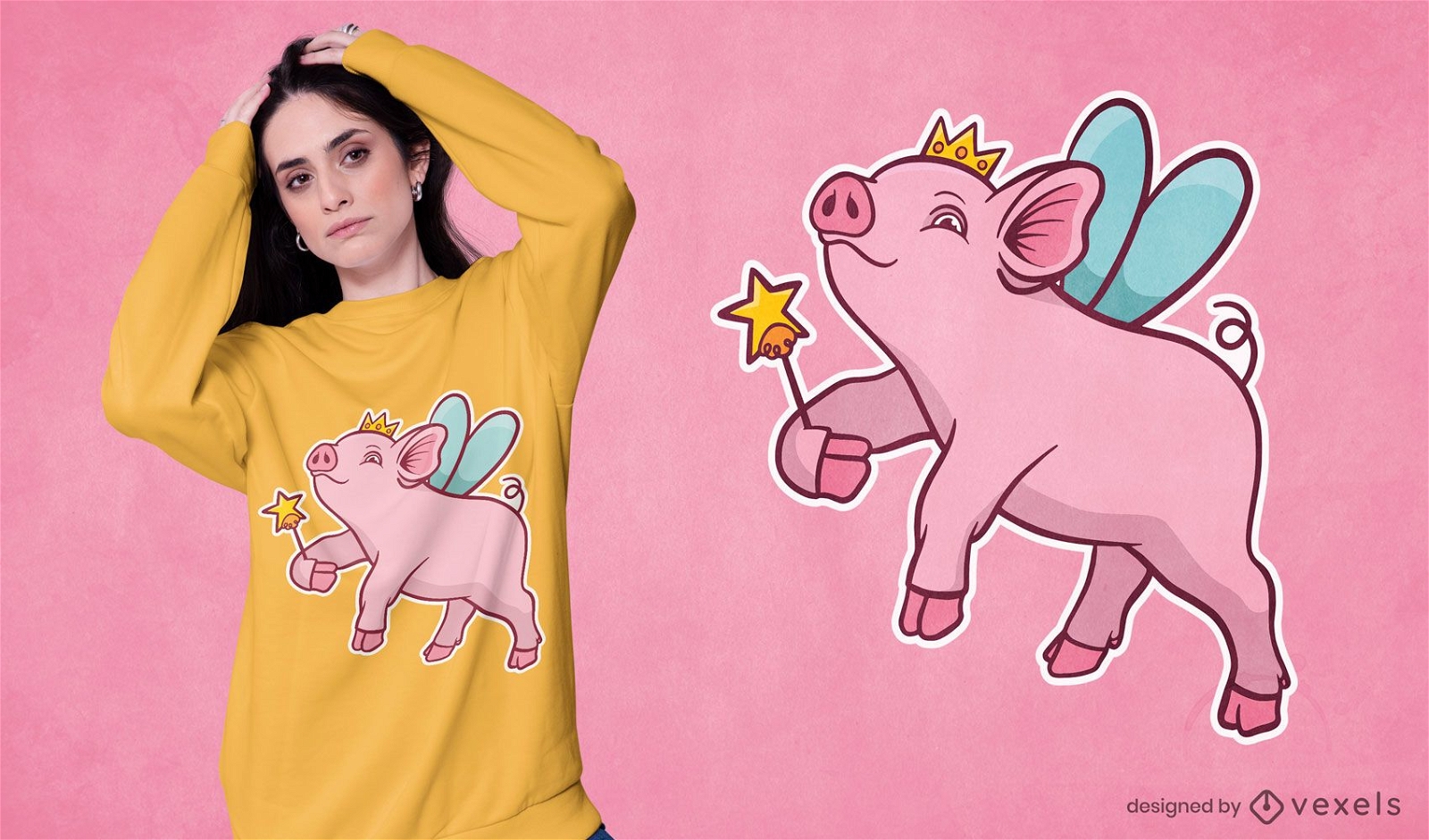 Diseño de camiseta princesa cerdo