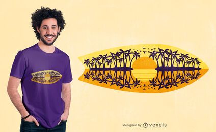 Diseño de camiseta de reflexión de tabla de surf. Diseño de camiseta de reflexión de tabla de surf.