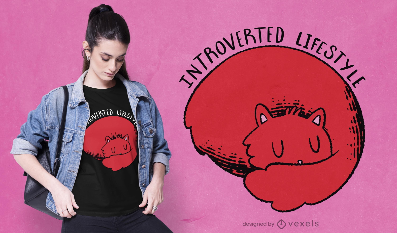 Diseño de camiseta de gato introvertido