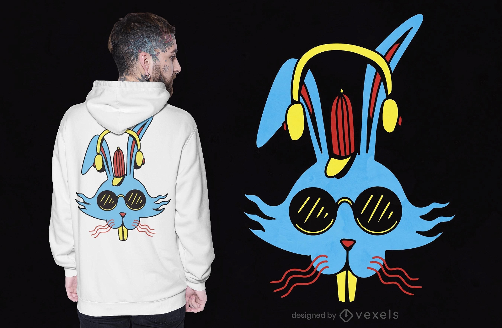 Bunny headphones t-shirt design