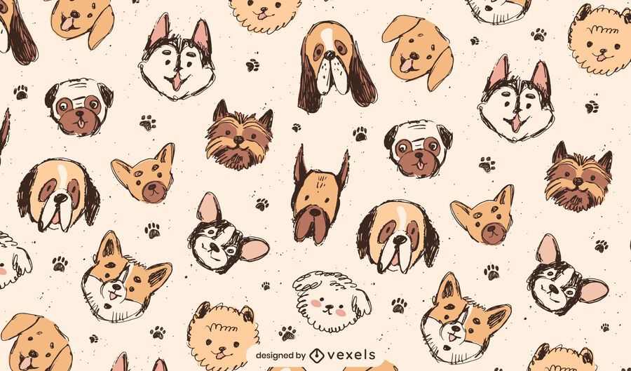 Cute dog breeds pattern design Cute dog breeds pattern design