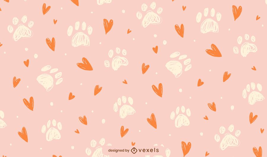 Paw prints hearts pattern design Paw prints hearts pattern design