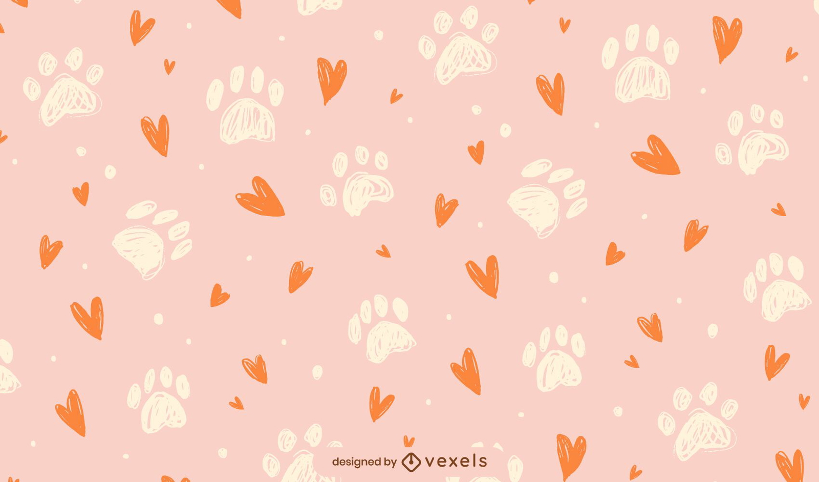 Paw prints hearts pattern design