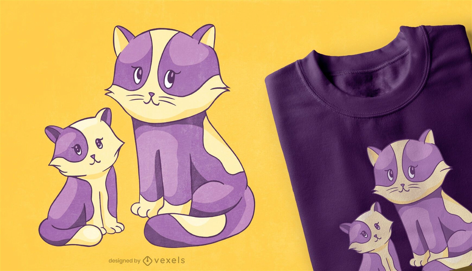 Design de t-shirt de gato e gatinho