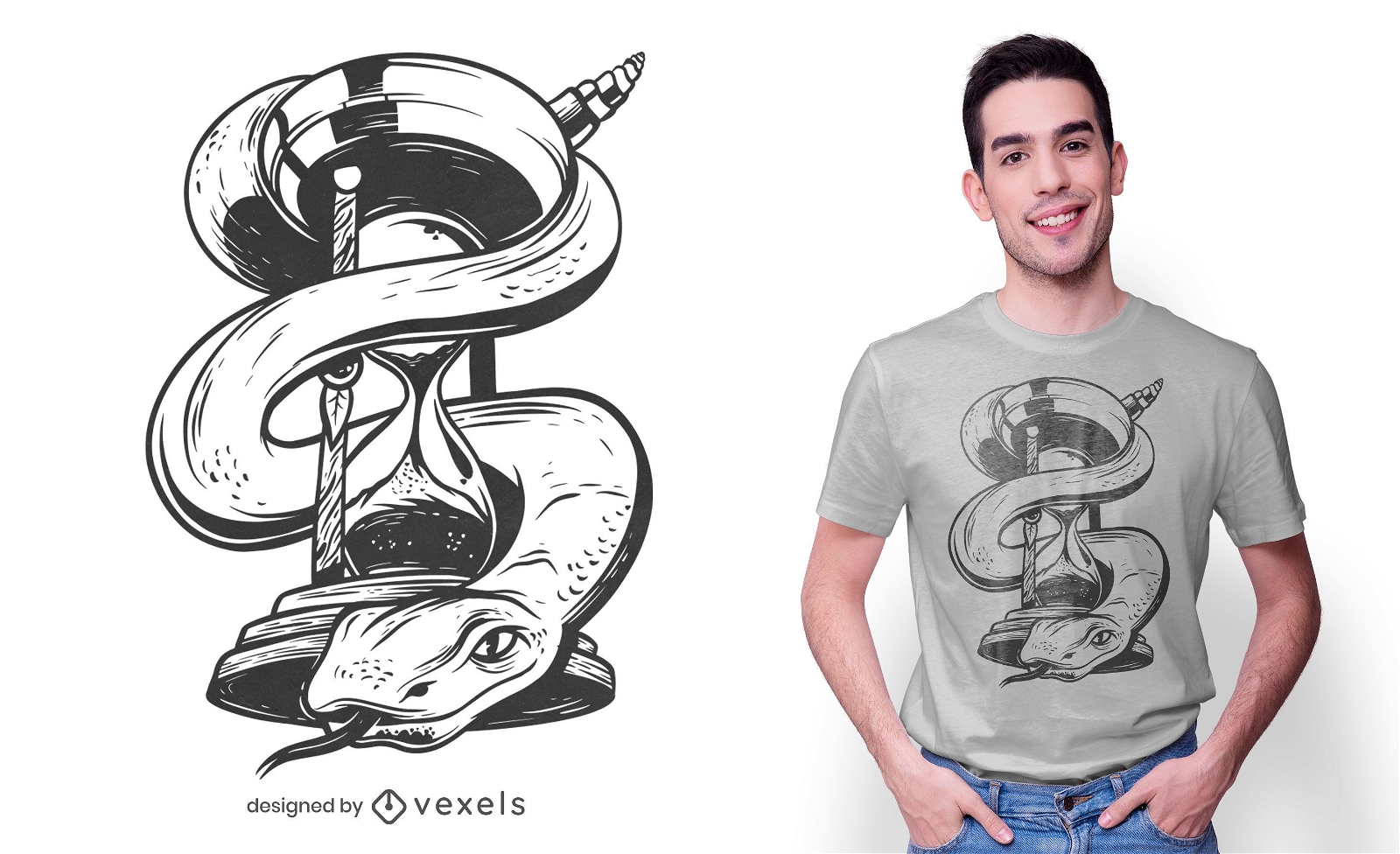 Design de t-shirt de cobra ampulheta