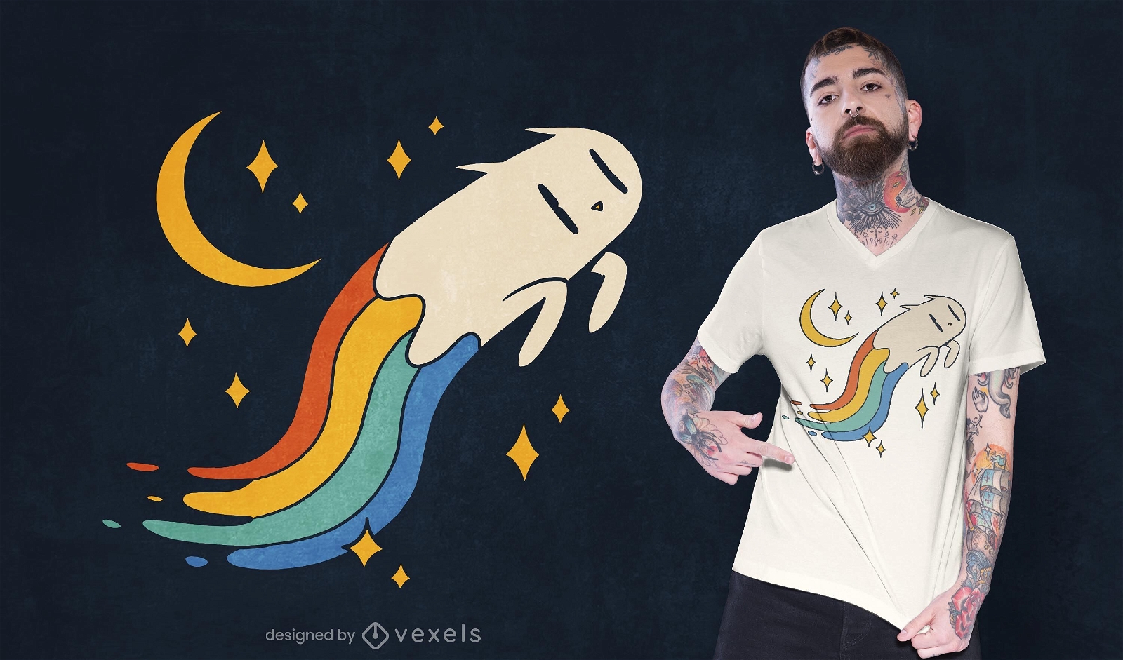 Design de t-shirt de gato arco-íris