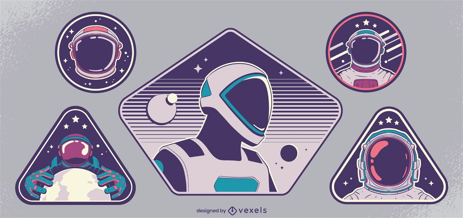 Conjunto de design de distintivos de astronautas