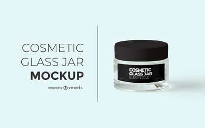 Cosmetic glass jar mockup design