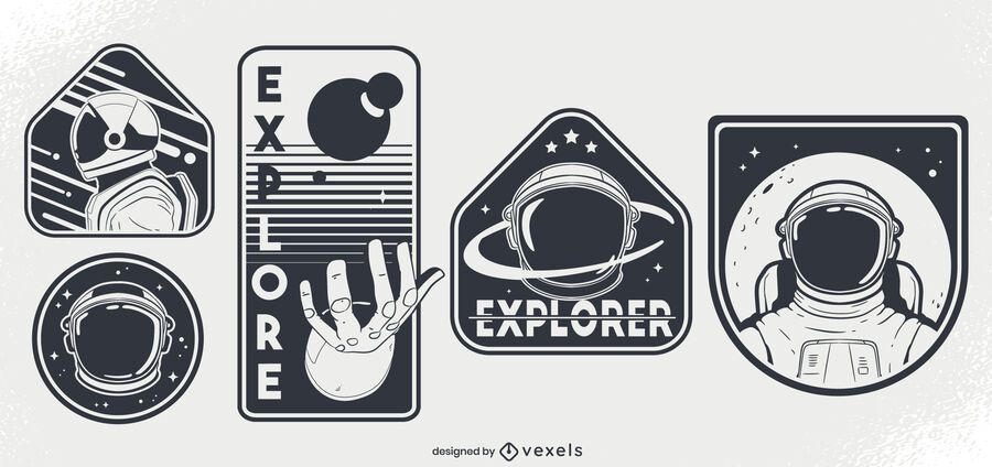 Astronauts space badge design set Astronauts space badge design set