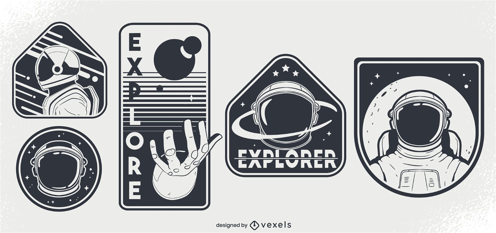 Conjunto de design de distintivo espacial de astronautas