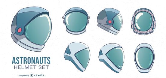 Conjunto de ilustração de capacetes de astronauta