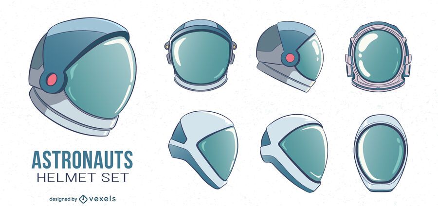 Astronaut Helmets Illustration Set - Vector Download