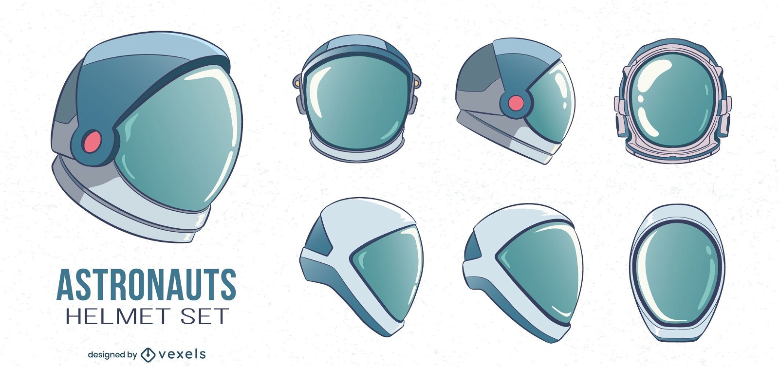 Astronaut helmets illustration set