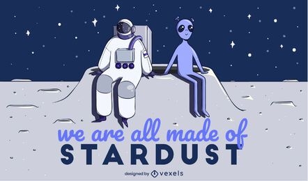 Astronaut and alien illustration