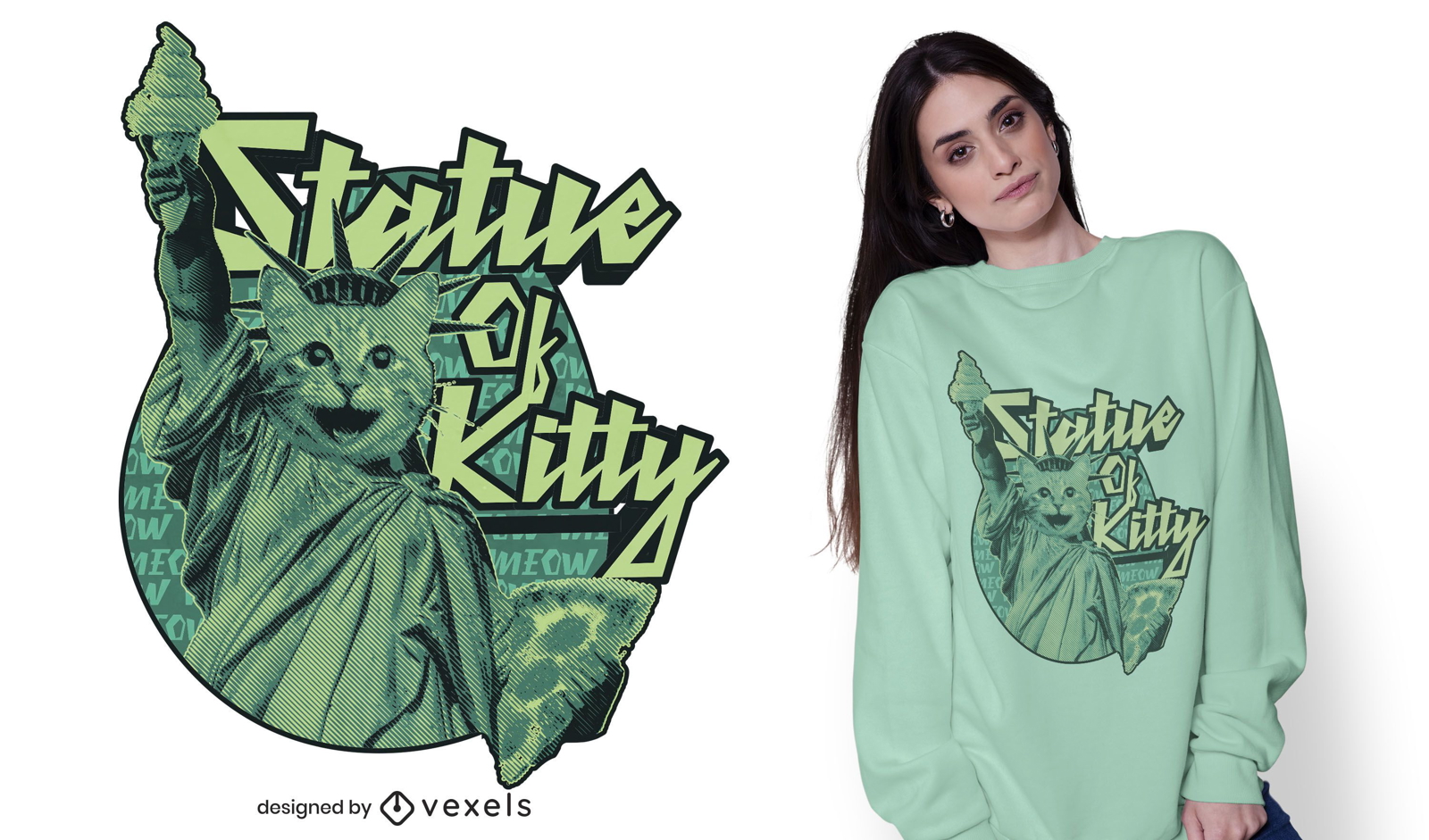 Statue of kitty t-shirt design