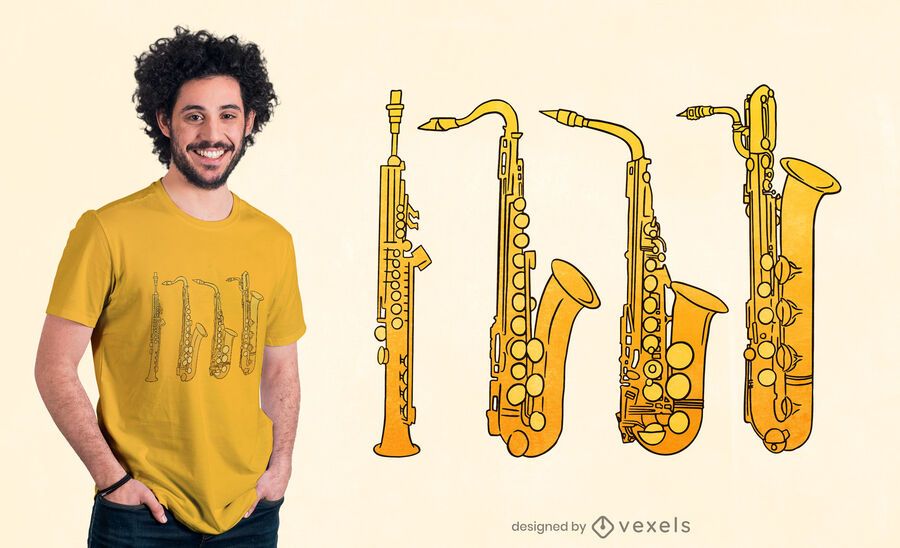 Diseño de camiseta familiar de saxofón. Diseño de camiseta familiar de saxofón.