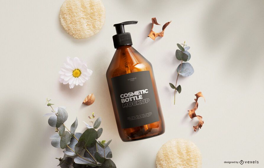 Pump bottle cosmetic mockup composition Pump bottle cosmetic mockup composition