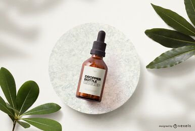 Dropper bottle cosmetic mockup composition