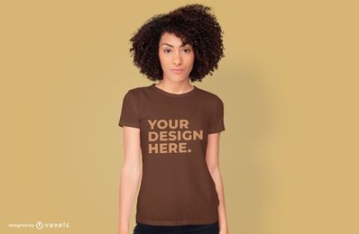Female model t-shirt mockup psd design