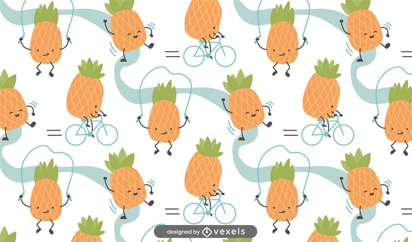 Cartoon pineapples pattern design