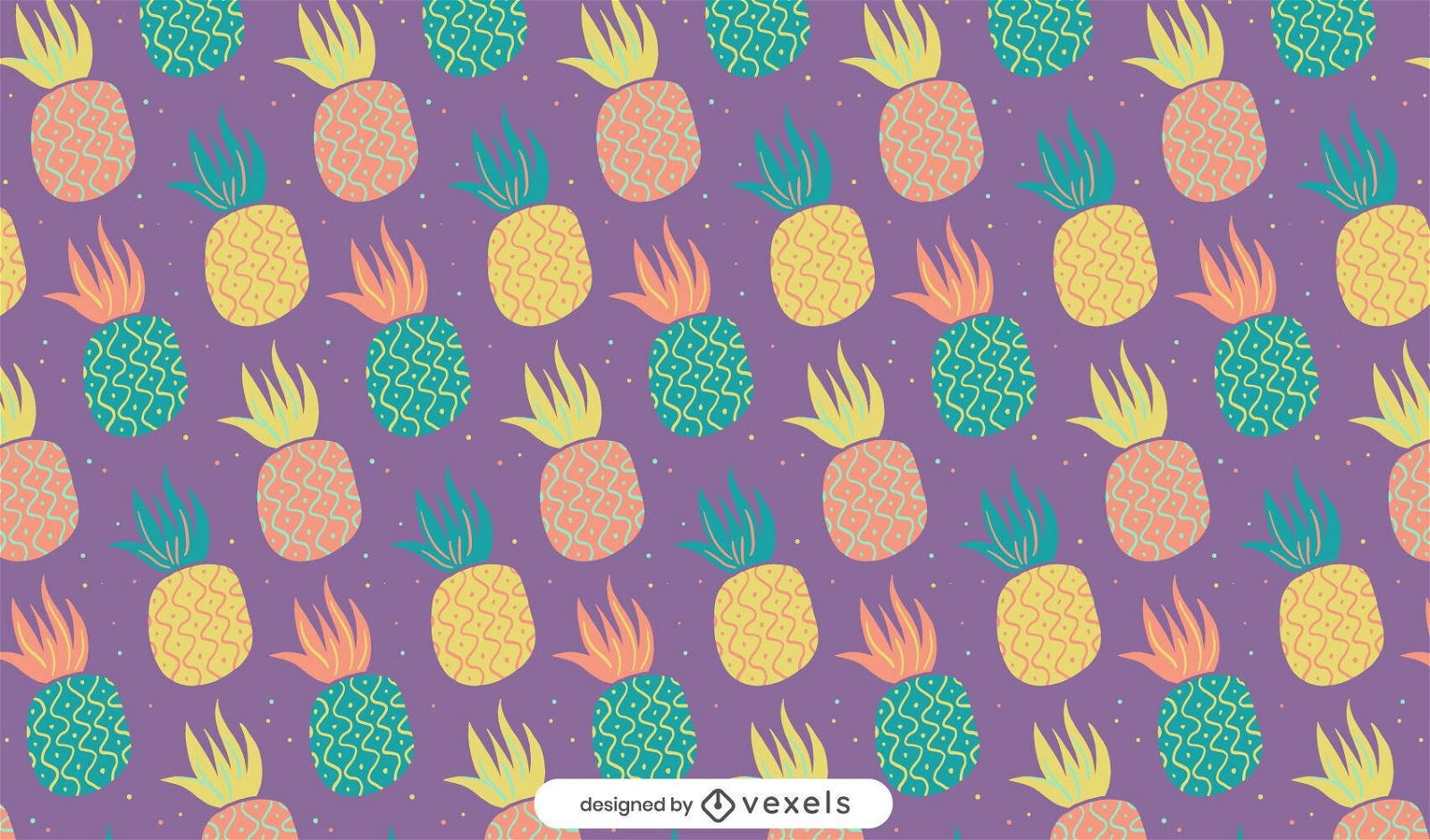 Doodle pineapples pattern design