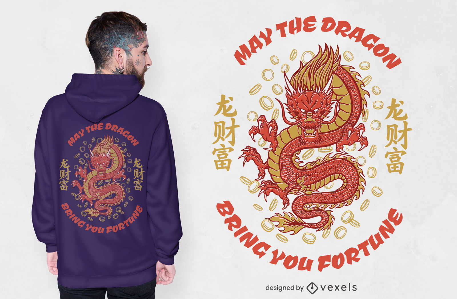 Design de camiseta com dragão da Fortune