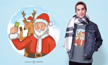 Santa selfie t-shirt design Santa selfie t-shirt design