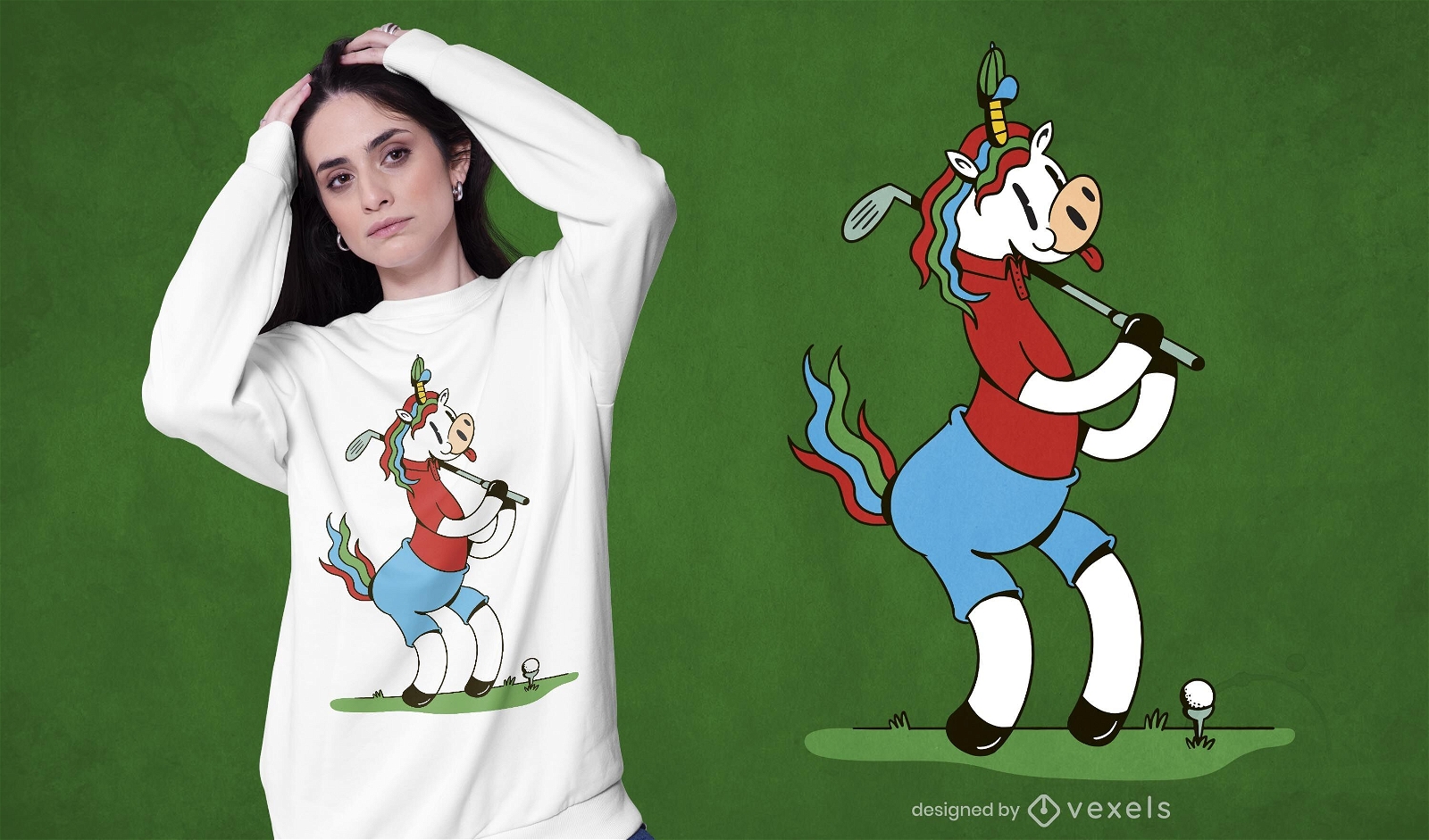 Diseño de camiseta de golf unicornio.