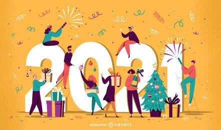 2021 celebração ilustração design