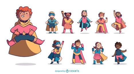 Pacote de personagens super-heróis infantis
