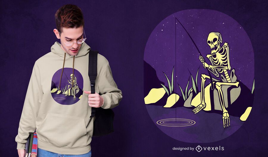 Fishing skeleton t-shirt design Fishing skeleton t-shirt design