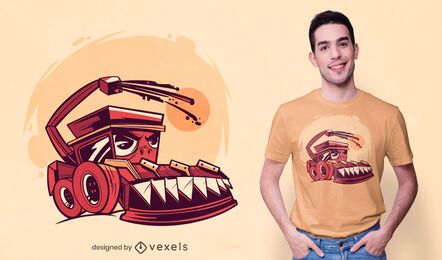 Design de camiseta para colheitadeira de milho