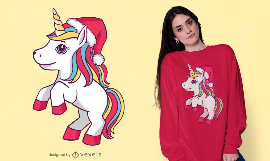 Santa hat unicorn t-shirt design Santa hat unicorn t-shirt design