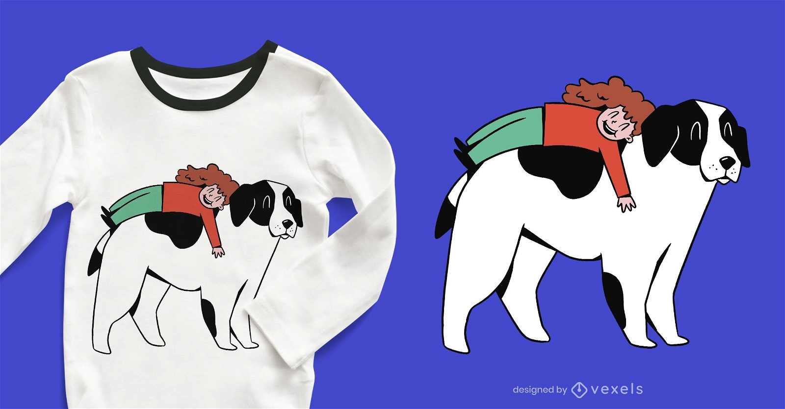 M?dchen und Hund T-Shirt Design