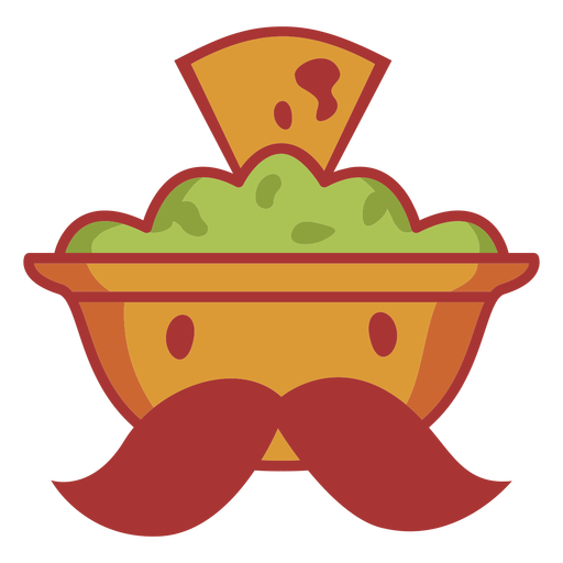 Avocado-Schale mit Schnurrbart-Logo PNG-Design